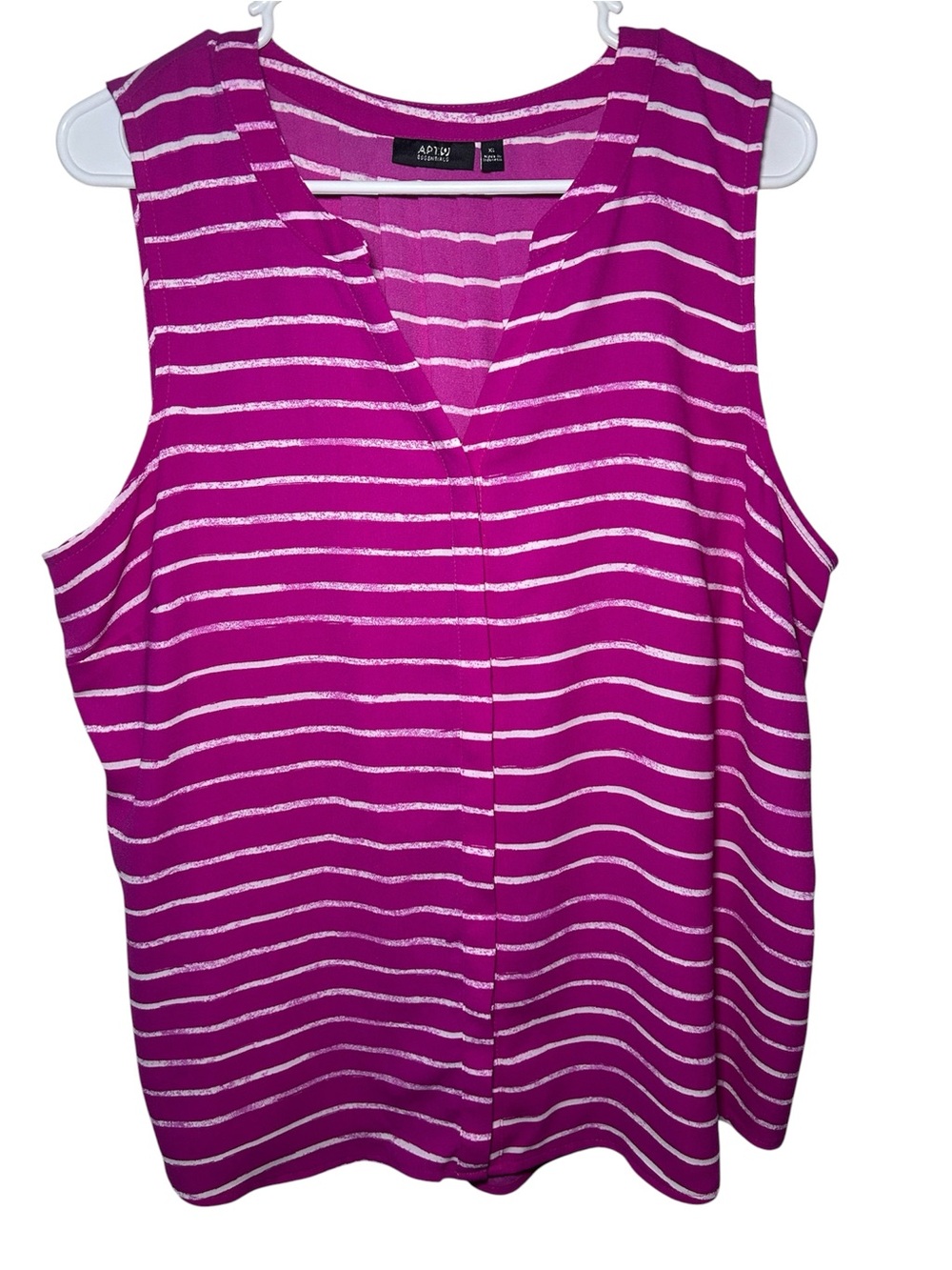 Apt. 9 Purple White Striped Sleeveless V-Neck Top Light Flowy XL Bright Festicva